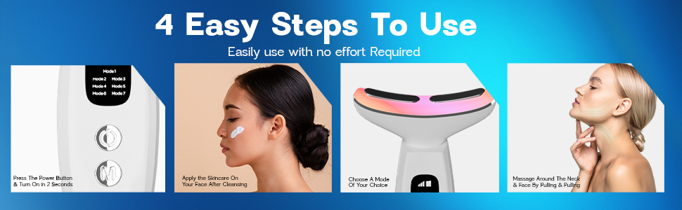 Vetmoc Skin Lift device | Anti-aging face and neck massage | Reduces wrinkles, puffes and double chin | 7 Color LED Light Therapy | Portable and suitable for all types of skin Skin tightening and face slimming device with regeneration stick