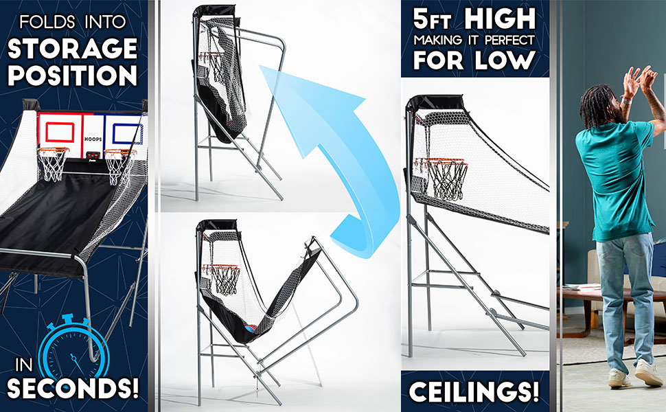 Franklin Sports Arcade Basketball – Shootout de basketball d'intérieur – 2  joueurs – Comprend un tableau de score électronique et 4 mini ballons de