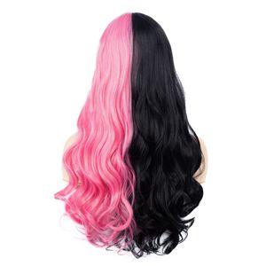 pink blac long wigs