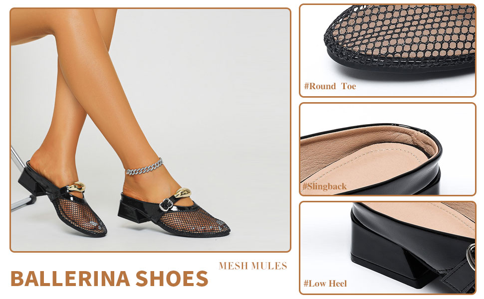 Amazon.com | ZJWBB Women Mesh Mules Fishnet Ballet Flats Low