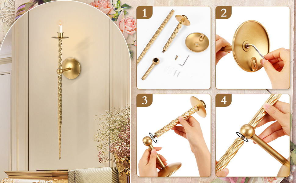 Metal Wall Candle Sconces Set of Two Wall Mount Candle