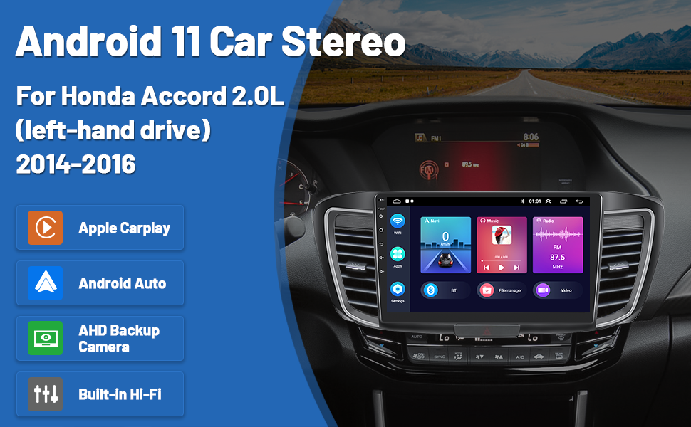 10.1 Inch Android 11 Car Radio for Honda Accord 2.0L 2014
