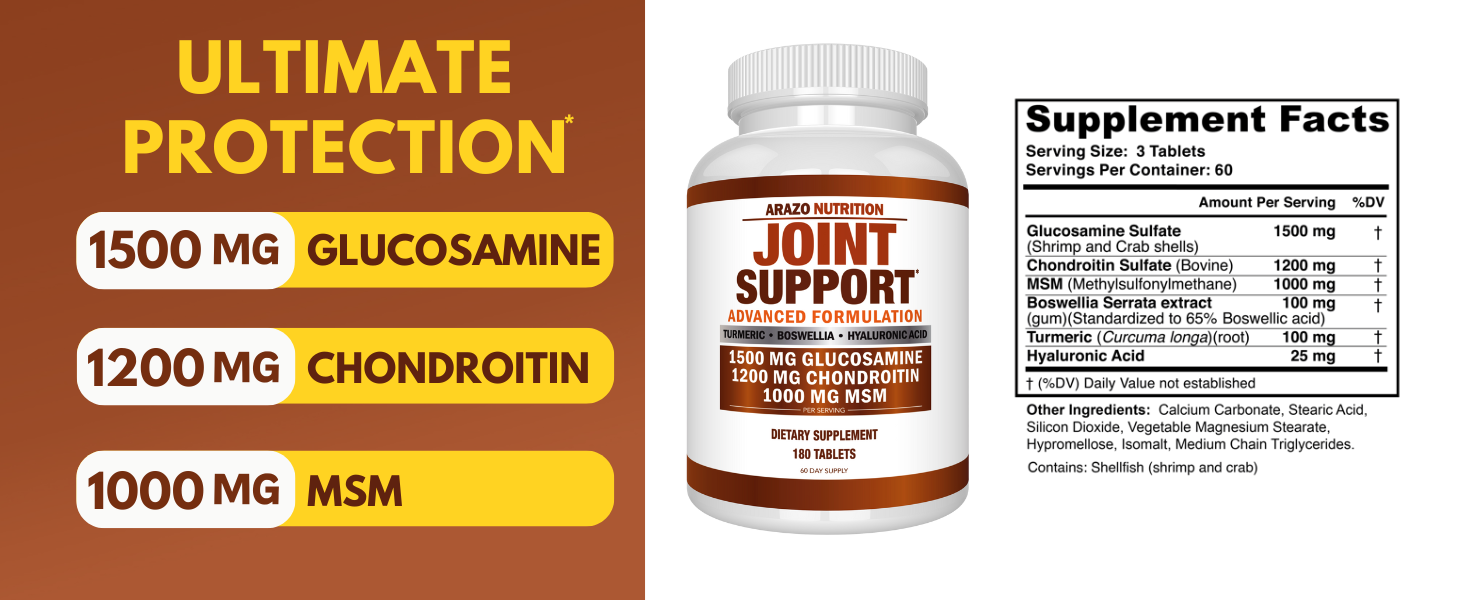 Arazo Nutrition Glucosamine Chondroitin Turmeric Msm