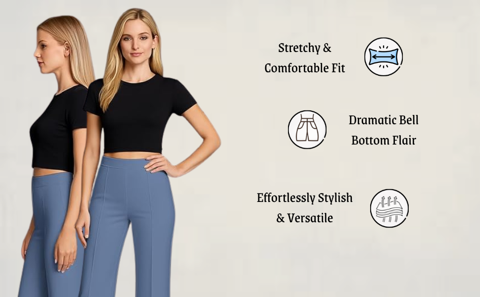 Women's High Waisted Bell Bottom Pant | retro wide leg trousers