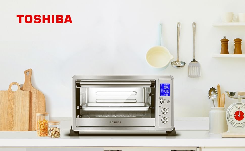 Toshiba AC25CEWSS Digital Toaster Oven with Convection Cooking and 9