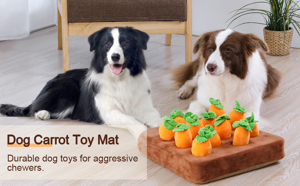 WOHIU Snuffle Mat，Squeak Carrot Snuffle Mat for Dogs Plush