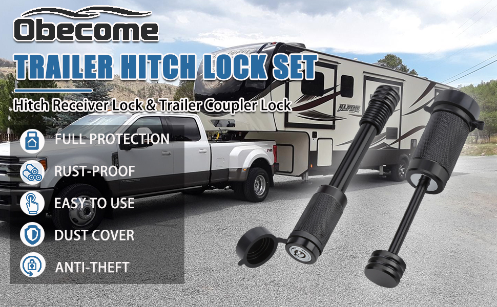 Hitch Lock Set, 5/8” Dia 4” Long Hitch Pin Trailer