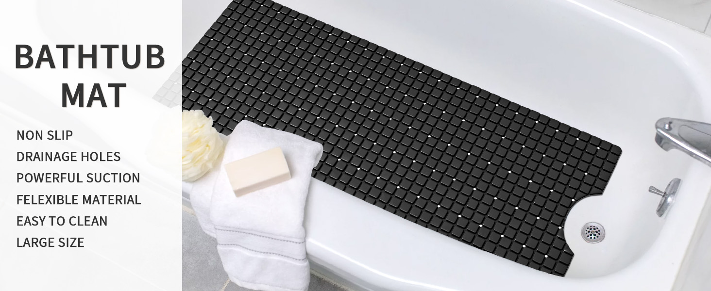 DEXI Bath Tub Shower Mat NonSlip 16 x 39 Extra Long Bathtub Mats