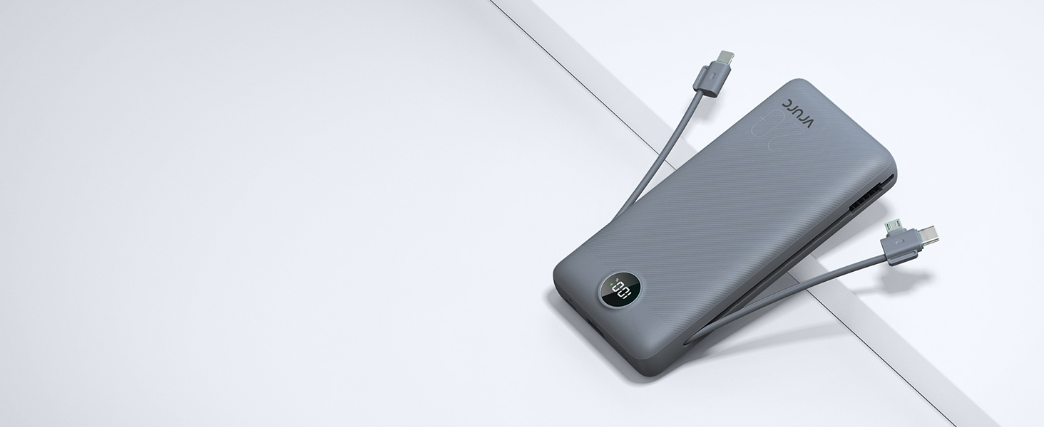 20000mah power bank with cables