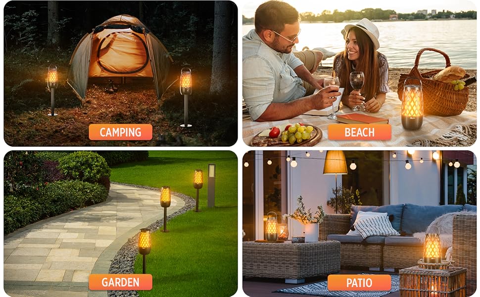 tiki speakers bluetooth waterproof 2 pack pohopa bluetooth speaker lantern flame light speaekr