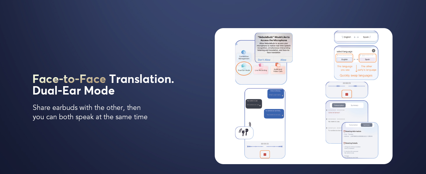 Face-to-Face Translation Dual-Ear Mode