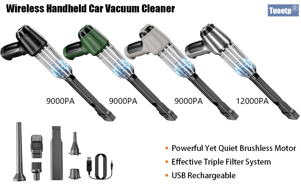 Tuoetp Mini Vacuum, Wireless Handheld Car Vacuum Cleaner