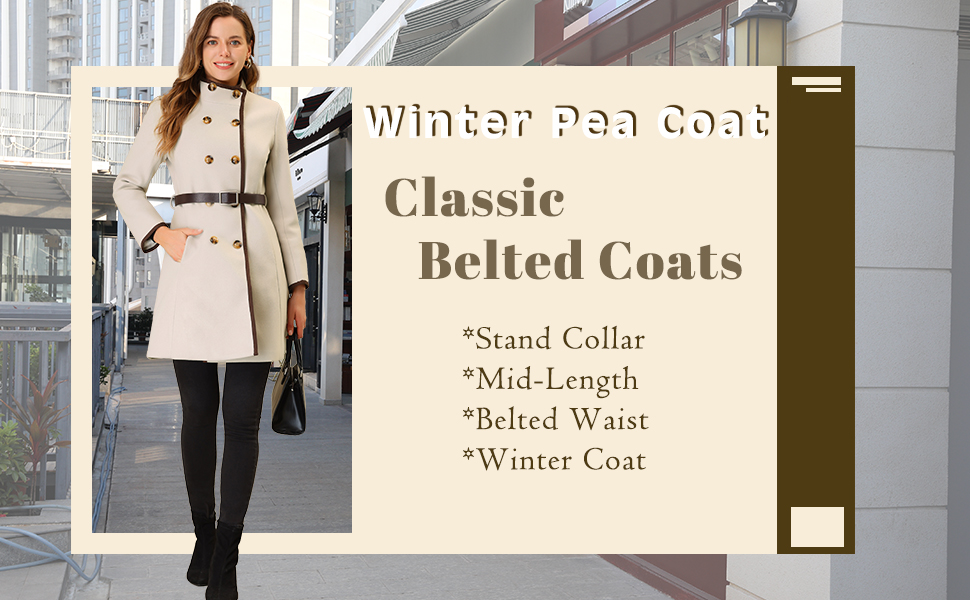 Amazon.com: Allegra K Women's Stand Collar Coats Belted Mid