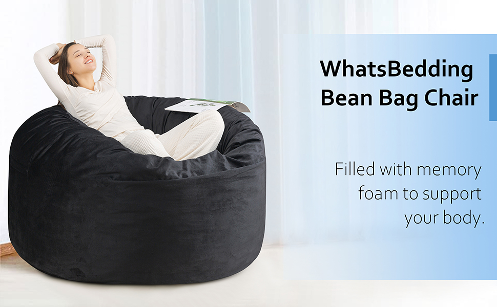 WhatsBedding Bean Bag Chairs for Adults Filled with Memory