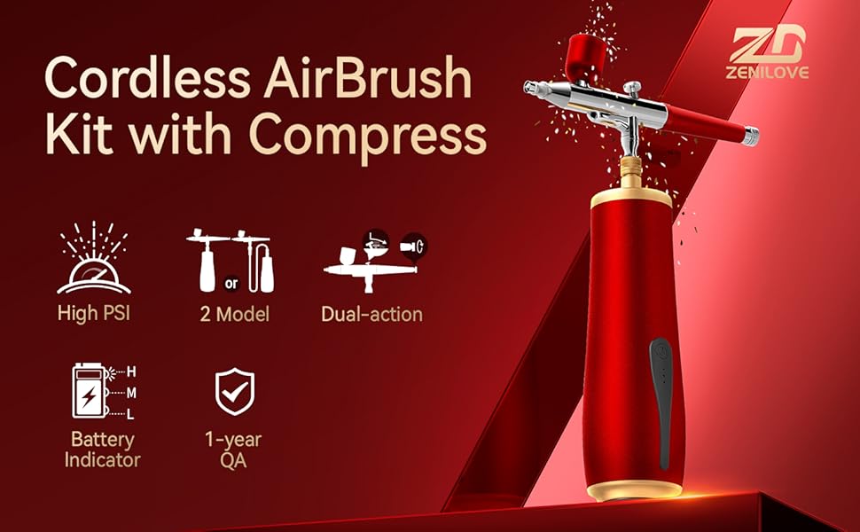 Cordless Airbrush Kit with Compressor,5200mAh Large Battery