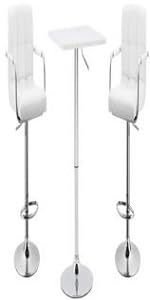 3-Piece Square Swivel Adjustable Bar Table with Two Bar stools with Arms White