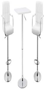 3-Piece Square Swivel Adjustable Bar Table with Two Bar stools with Arms White