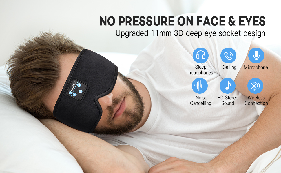 Sleep Headphones, onaEz 2023 Upgraded Bluetooth Sleep Mask, 3D Eye Mask