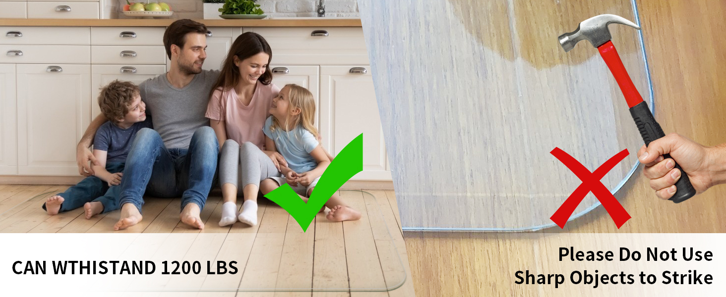 VSARHouse Premium Tempered Glass Chair Mats with Beveled