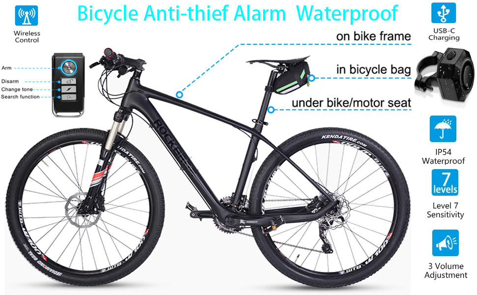 Bike Alarm with Remote, 110dB Anti Theft Car Alarm Wireless Vibration Motion Sensor