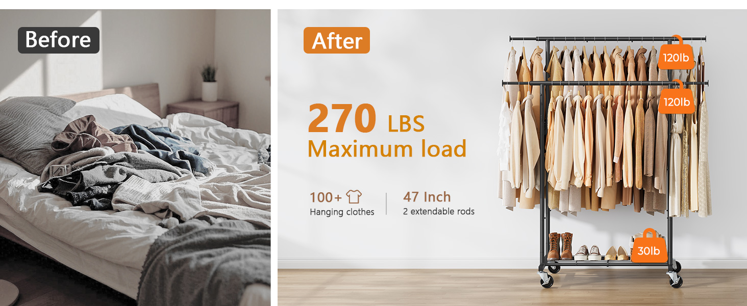 rolling hanging clothes rack