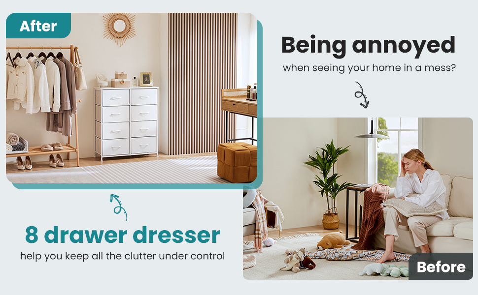 OLIXIS Dresser for Bedroom, 8 Storage Drawers