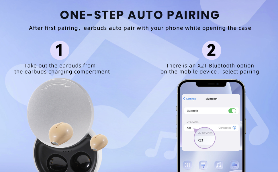 Yonblow Invisible Earbuds Wireless Bluetooth Sleep Earbuds