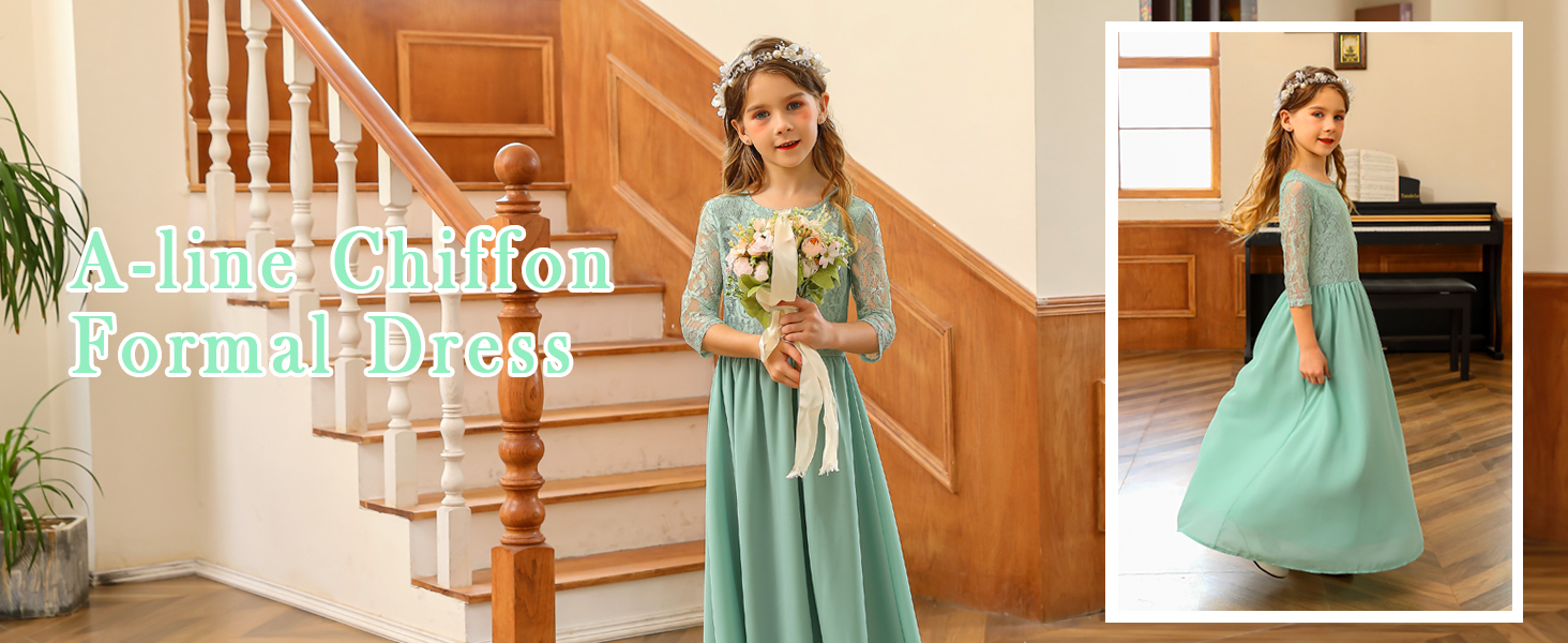 Girls Flower Lace Dress