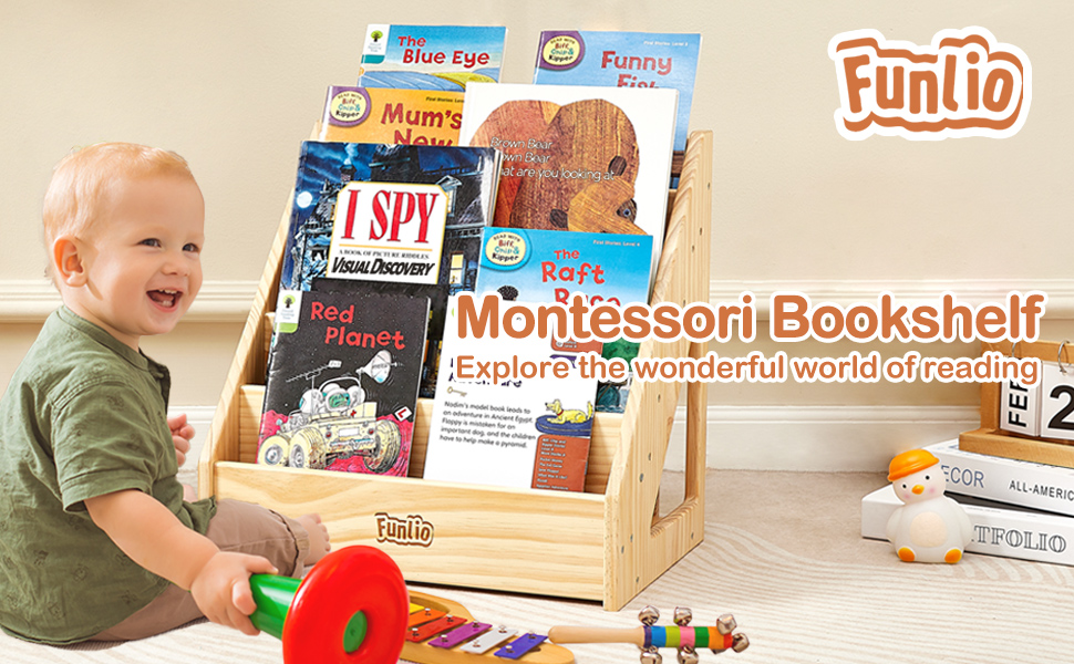FUNLIO Montessori Bookshelf for Toddlers 15 Years, FrontFacing Kids