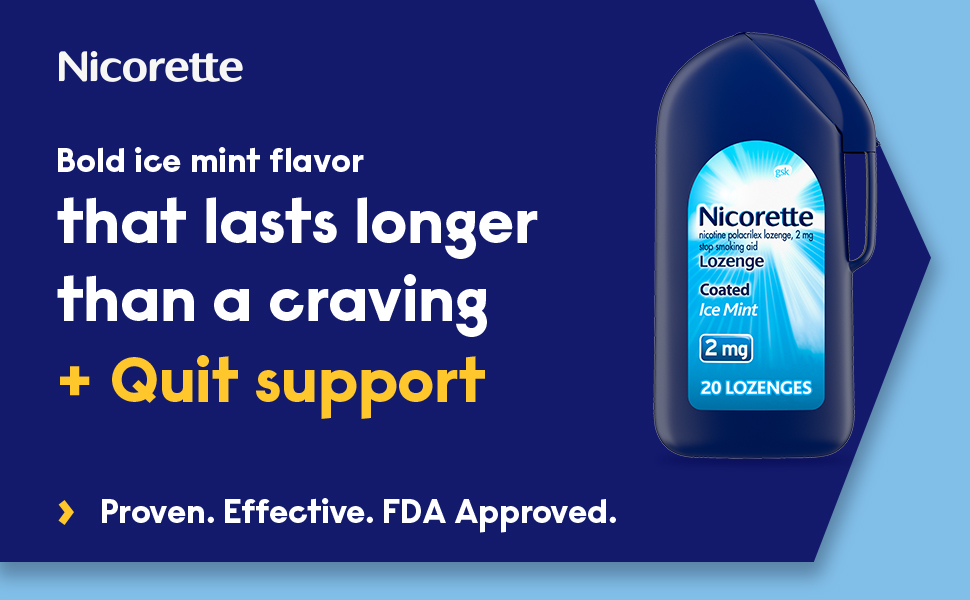 Bold ice mint flavor that lasts longer than a craving + quit support