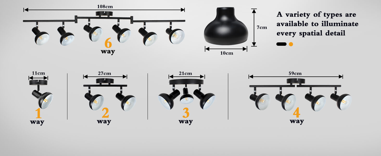 track lighting black 1-light 2-light 3-light 4-light 6-light