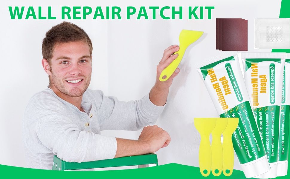 Drywall Repair Kit, 3 Pcs Spackle Wall Repair Patch Kit with Scraper