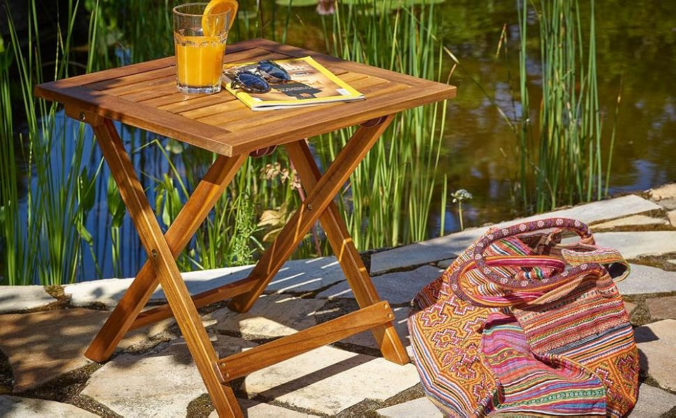 cucunu 18x18 Inch Adirondack Side Table in Acacia Wood I