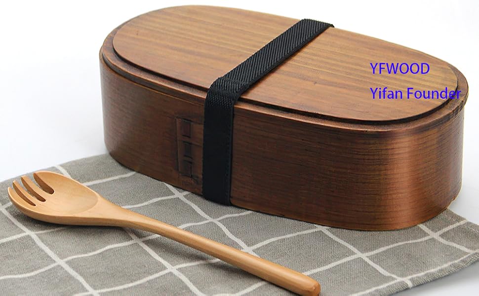 Amazon | YFWOOD 曲げわっぱ 1000ml 先割れスプーン付き 収納