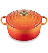 Le Creuset Enameled Cast Iron Signature Round Dutch Oven, 4.5 qt., Flamme Doree with Crucible Knob