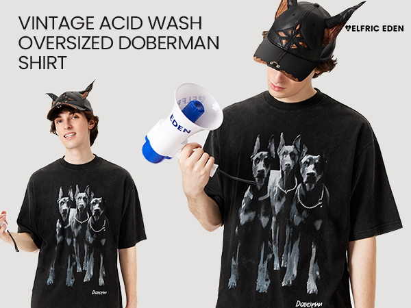 【Aelfric Eden】ドーベルマン プリント ウォッシュド Tシャツ Aelfric Eden】ドーベルマン プリント ウォッシュド Tシャツ