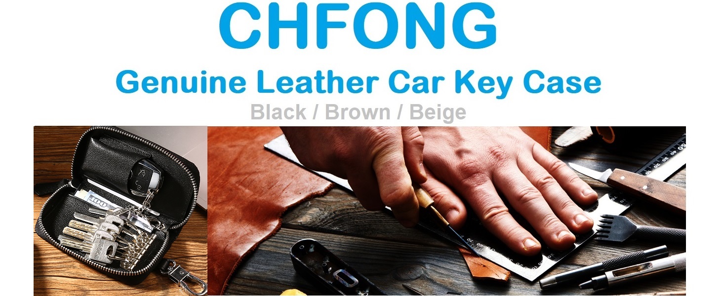 CHFONG Car Key Case, Premium Genuine Leather Car Key Chain