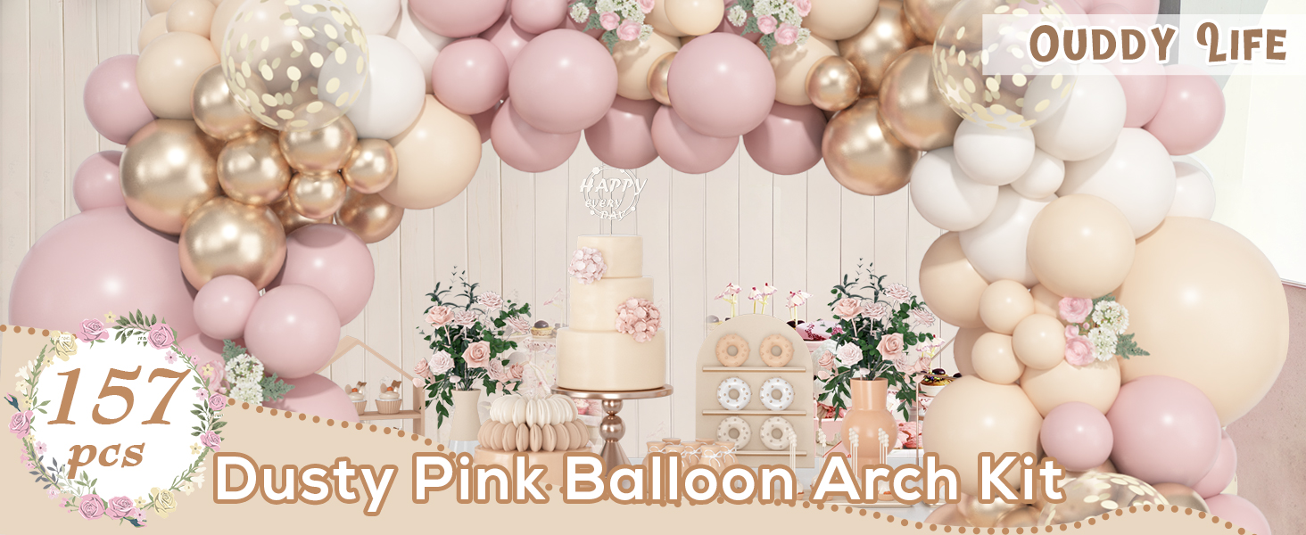 dusty pink balloon arch