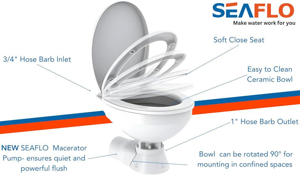 12V Quiet Flush Electric Toilet-Freshwater(Regular)