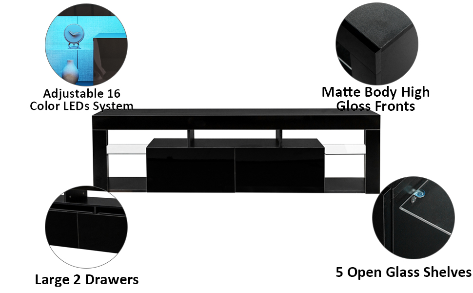 Holaki Floating TV Stand Wall Mounted with 16 Color LEDs,63