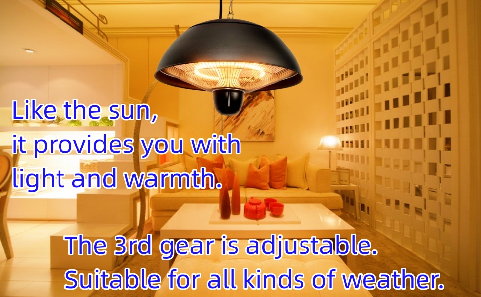 1500W Patio Hanging Heater, Infrared Patio Heater for