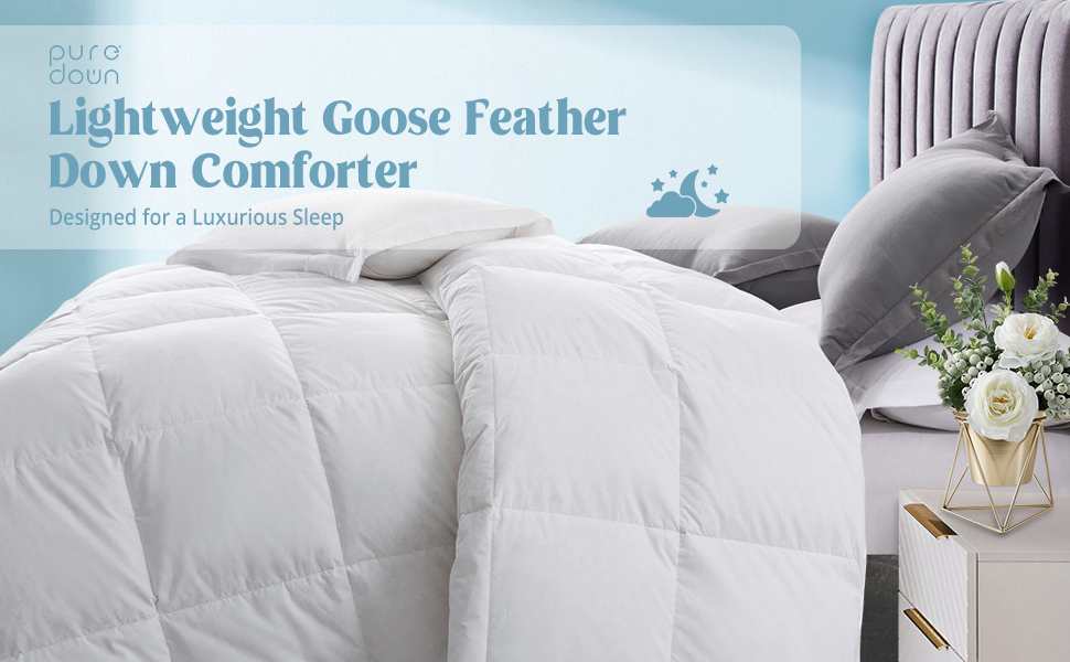 puredown® Lightweight Goose Feather Down Comforter Full/Queen Size Summer Duvet