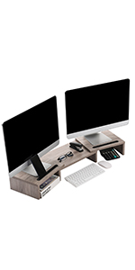 Monitor stand adjustable dual riser computer storage organize Laptop