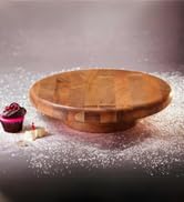 Vesta Homes Round Wooden 360 Degree Rotating Cake Stand, Pizza Stand, Dessert Platter, Stand for ...