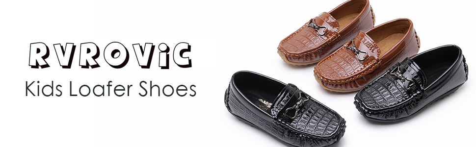 Kids Girls Boys Slip-on Loafers Oxford PU Leather Flats Shoes Casual Moccasin Shoes for Toddler Kid