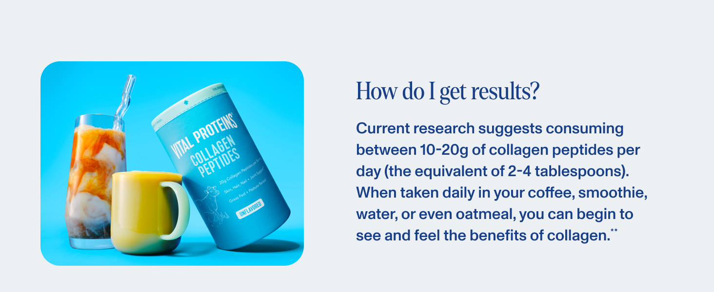 Current research suggests consuming between 10-20g of collagen peptides per day