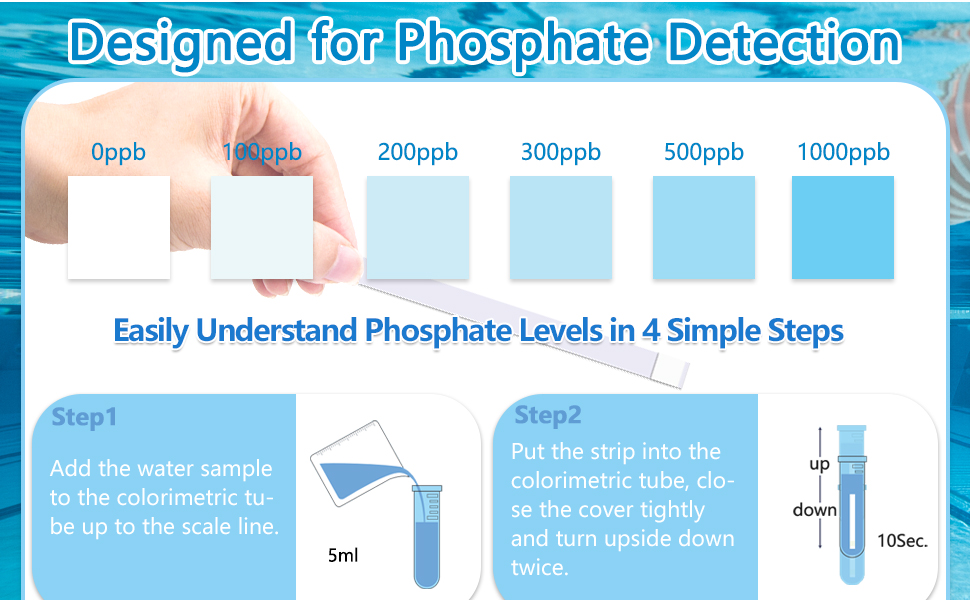 Pool Phosphate Test Kit for HotTub 50 Counts Phosphate Test Strips Easy Accurate to Dectect