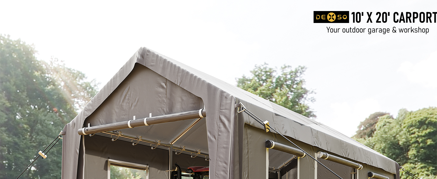DEXSO 10 x 20 ft HeavyDuty Carport, Portable Garage for