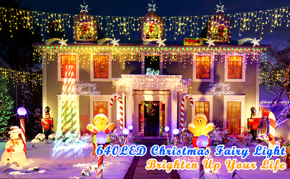 Christmas Lights 640 LED 65 FT Christmas Lights Outdoor
