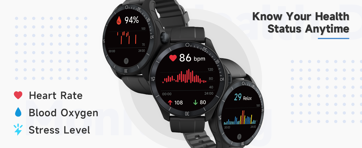 Smart Watches for men Health Tracking Blood Oxygen Heart Rate Pressure Tracking